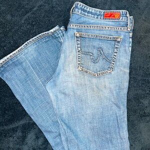 AG jeans size 31 Regular. Hemmed to 31” inseam. 17” wide. 10” wide leg opening